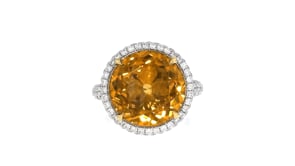 C. 1990 Vintage 7.58 Carat Citrine Ring with 1.60 ct. t.w. Diamonds in 18kt White Gold