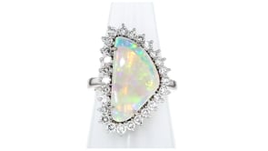 C. 2020 Vintage Opal and 1.55 ct. t.w. Diamond Ring in Platinum