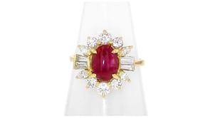 C. 1980 Vintage 2.10 Carat Ruby and 1.15 ct. t.w. Diamond Ring in 18kt Yellow Gold