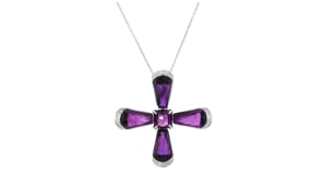 C. 1990 Vintage 13.70 ct. t.w. Amethyst and .40 ct. t.w. Diamond Cross Pendant Necklace in 18kt White Gold