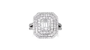 C. 1990 Vintage 2.10 ct. t.w. Diamond Cluster Cocktail Ring in 14kt White Gold