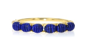 C. 1980 Vintage Carved Lapis Bangle Bracelet in 14kt Yellow Gold