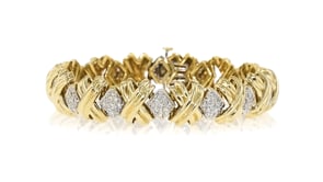 C. 1980 Vintage 2.00 ct. t.w. Diamond XO Bracelet in 14kt Yellow Gold