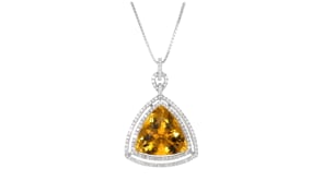 C. 1990 Vintage 18.50 Carat Beryl Pendant Necklace with 1.35 ct. t.w. Diamonds in 14kt White Gold
