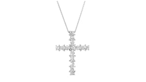 C. 1990 Vintage 1.46 ct. t.w. Diamond Cross Pendant Necklace in 18kt White Gold