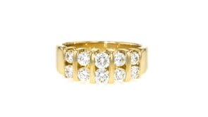C. 1990 Vintage 1.25 ct. t.w. Diamond Two-Row Ring in 14kt Yellow Gold