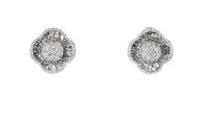 C. 1980 Vintage .99 ct. t.w. Diamond Flower Earrings in 18kt White Gold