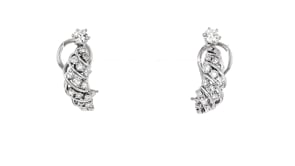 C. 1980 Vintage 1.40 ct. t.w. Diamond Curved Earrings in 14kt White Gold
