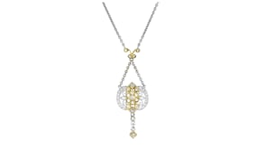 C. 1990 Vintage .58 ct. t.w. Diamond Drop Necklace in 18kt Two-Tone Gold