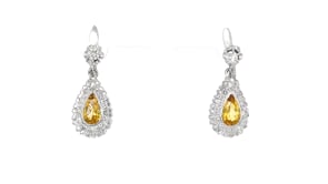 C. 1990 Vintage 1.60 ct. t.w. Citrine and .90 ct. t.w. Diamond Drop Earrings in 14kt White Gold