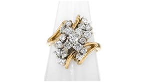 C. 1980 Vintage 1.20 ct. t.w. Diamond Cluster Ring in 14kt Yellow Gold