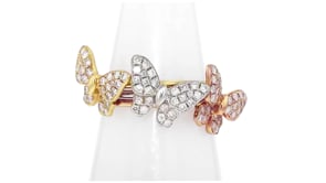 C. 1990 Vintage 1.20 ct. t.w. Diamond Jewelry Set: Three Butterfly Rings in 18kt Tri-Colored Gold