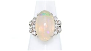 C. 2020 Vintage Opal Ring with .30 ct. t.w. Diamonds in Platinum