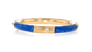C. 1940 Vintage Lapis Bangle Bracelet in 14kt Yellow Gold
