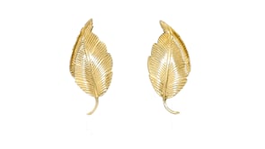 C. 1960 Vintage 14kt Yellow Gold Leaf Earrings