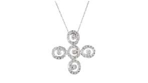 C. 1990 Vintage .75 ct. t.w. Diamond Swirl Pendant Necklace in 10kt White Gold