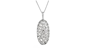 C. 1990 Vintage 1.76 ct. t.w. Diamond Openwork Pendant Necklace in 14kt White Gold