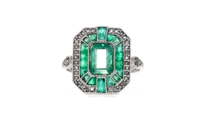 C. 1990 Vintage 1.75 ct. t.w. Emerald and .20 ct. t.w. Diamond Ring in 14kt White Gold