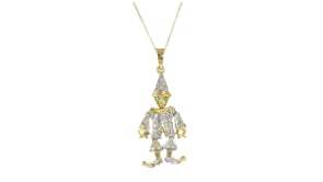 C. 1980 Vintage .65 ct. t.w. Diamond Movable Clown Pendant Necklace in 14kt Yellow Gold
