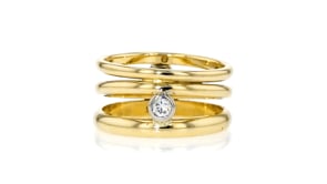 C. 1990 Vintage Diamond and Sapphire Reversible Highway Ring in 14kt Yellow Gold