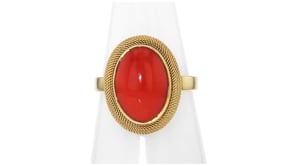 C. 1960 Vintage Coral Roped Ring in 18kt Yellow Gold