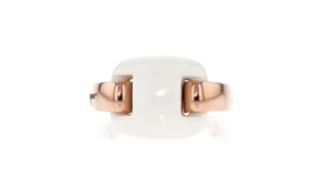 C. 1990 Vintage Ferragamo White Agate Ring in 18kt Rose Gold