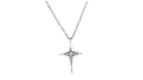Gabriel Designs Sterling Silver Cross Necklace with Single Diamond