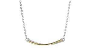 Gabriel Designs Sterling Silver and 14kt Yellow Gold Crisscross Bar Necklace