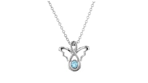 Gabriel Designs .16 Carat Swiss Blue Topaz Angel Necklace in Sterling Silver
