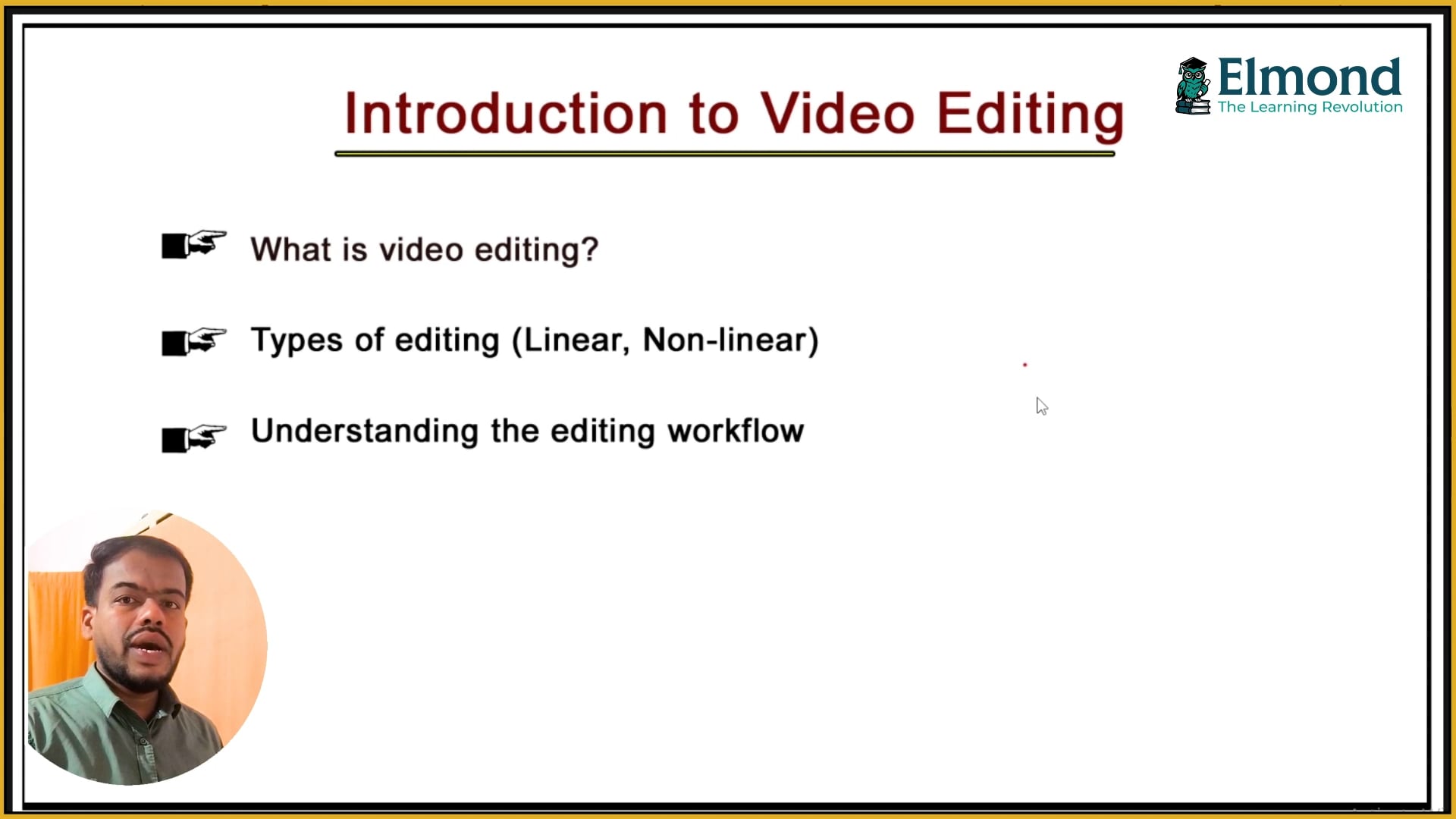 1st class Introduction to Video Editing