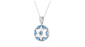 Mother-of-Pearl Star of David Mosaic Pendant Necklace with .10 ct. t.w. White Zircon in Sterling Silver