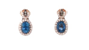Le Vian Chocolatier 1.40 ct. t.w. Blueberry Sapphire Earrings with 3.46 ct. t.w. Chocolate and Vanilla Diamonds in 14kt Strawb