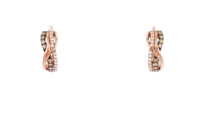Le Vian Chocolatier .37 ct. t.w. Chocolate and Vanilla Diamond Wavy Hoop Earrings in 14kt Strawberry Gold