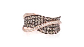 Le Vian Chocolatier 1.60 ct. t.w. Chocolate and Vanilla Diamond Wavy Ring in 14kt Strawberry Gold