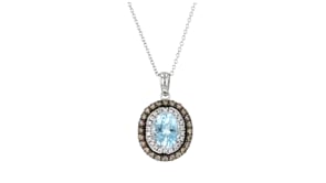 Le Vian Chocolatier 1.30 Carat Sea Blue Aquamarine Pendant Necklace with .53 ct. t.w. Chocolate and Vanilla Diamonds in 14kt V