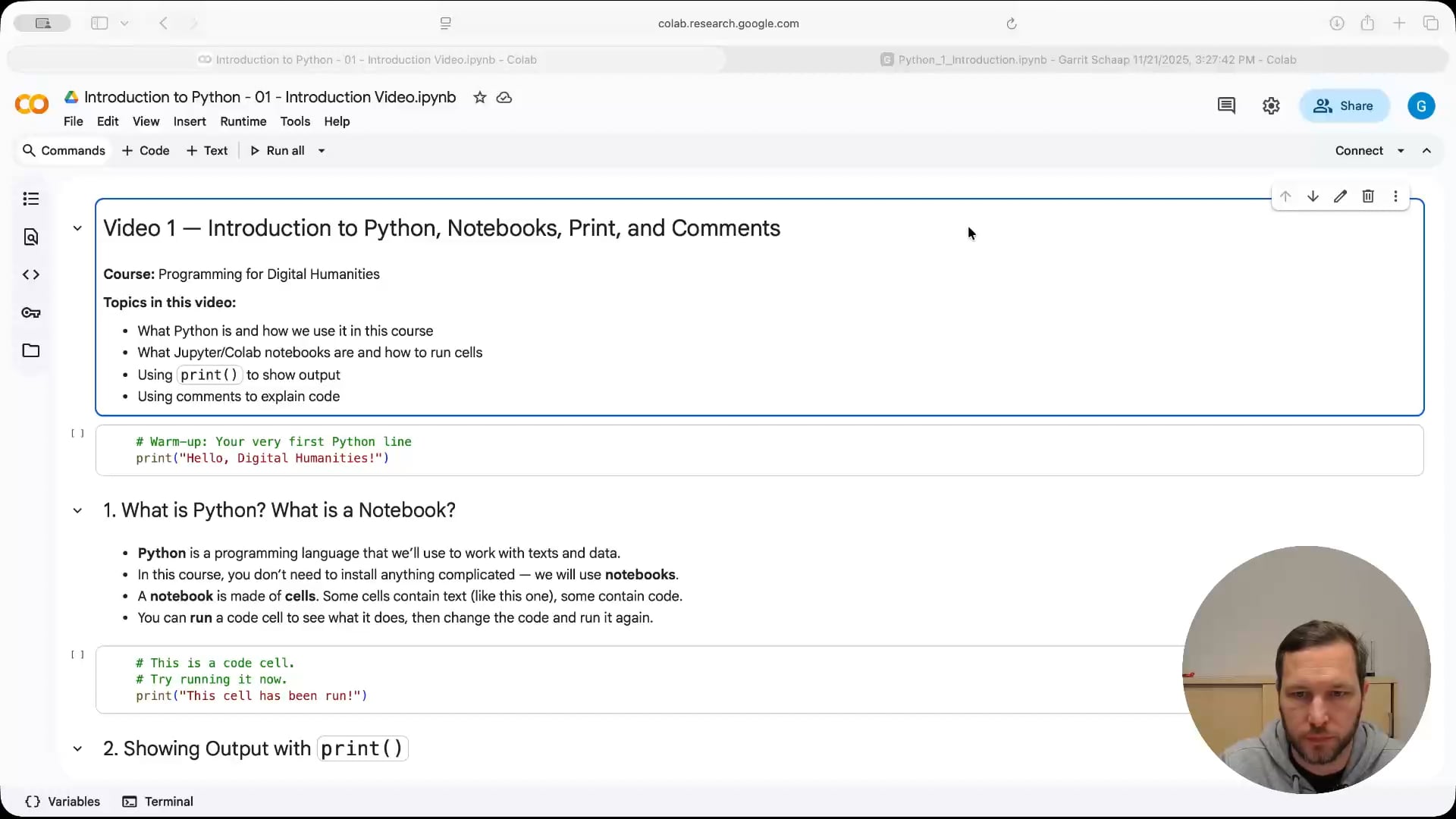 4ME502, Video#2: Python, Notebooks, Print and Comments