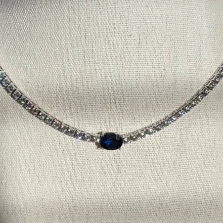 Four Prong Tennis Neck with 2ct Lab Sapphire Oval