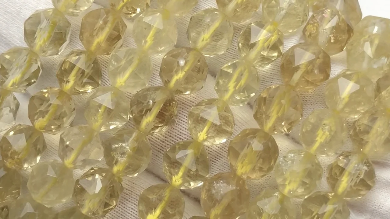 レモンクォーツ スターラウンドカット8mm ブレスレット｜天然石ビーズ