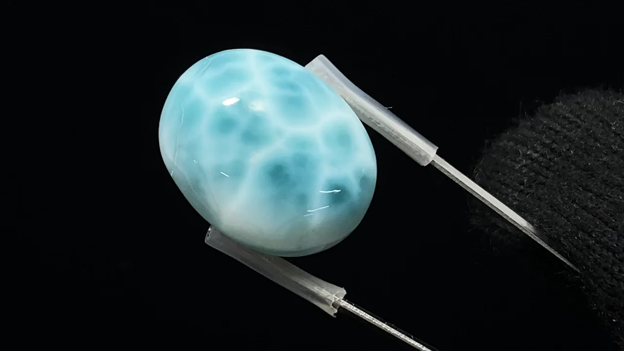 動画】【1点もの】ラリマーAAA- カボション 1個 NO.633 - 天然石ビーズ