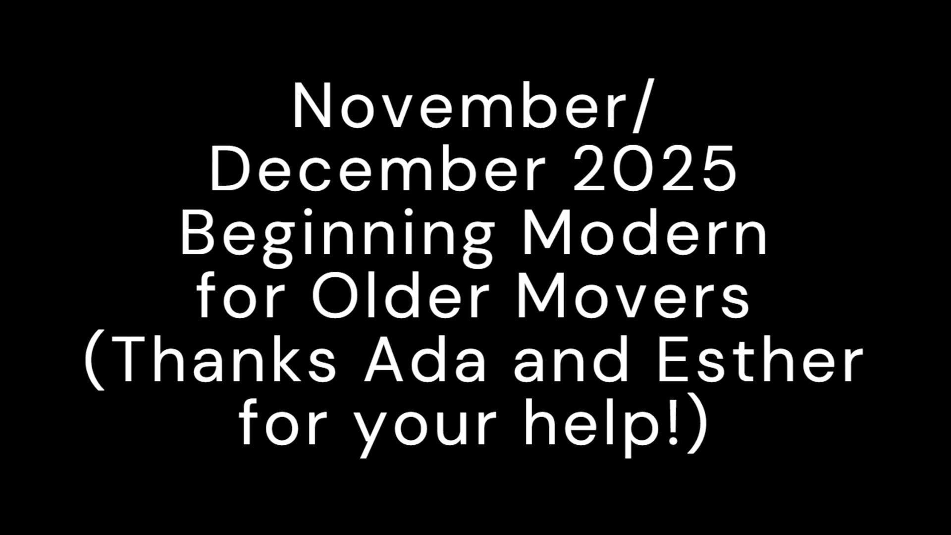 Nov 25 Beginning Modern Dance