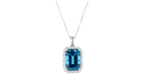 9.00 Carat London Blue Topaz and .27 ct. t.w. Lab-Grown Diamond Pendant in Platinum