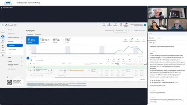 Keyword-Optionen, Kampagnenstruktur bei geringem Budget, Preis-Keywords im Handwerksbereich, Konsolidierung, Anzeigeneffektivität und Qualitätsfaktor, Automatisierte Empfehlungen & Lead-Generierung durch Daten-Crawling mit Michael Klein vom 24.11.25