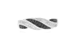 15 ct. t.w. Black and White Diamond Twist Ring in Sterling Silver