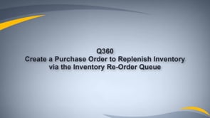 Create PO from Inventory Re-Order Q