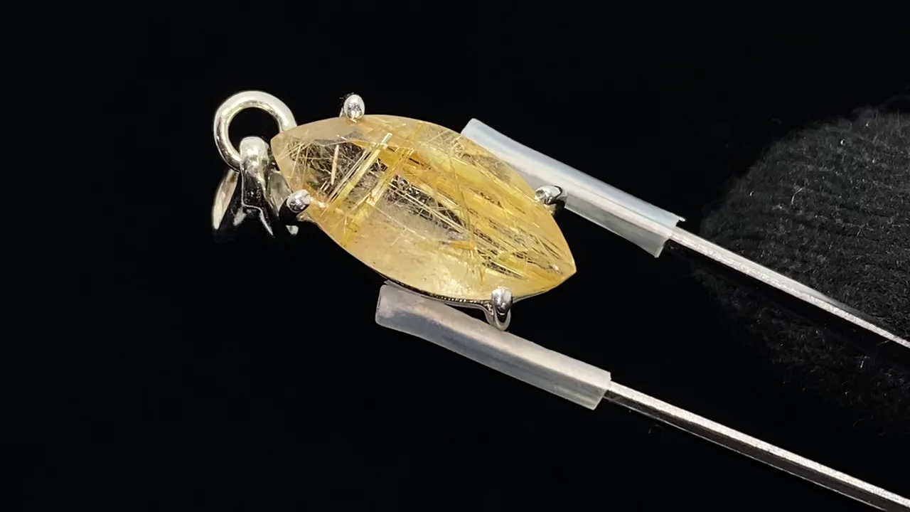 動画】【1点もの】宝石質ルチルクォーツAAA- ペンダントトップ