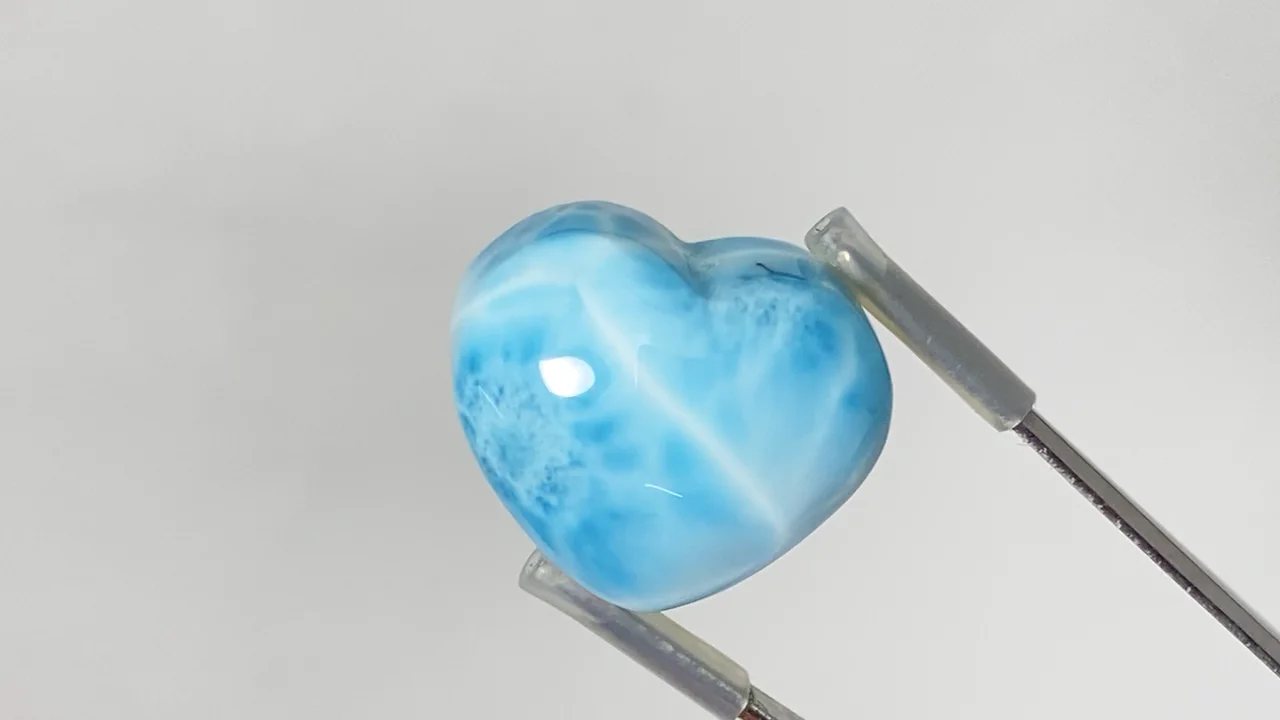 動画】【1点もの】高品質ラリマーAAA ハート 【片穴】 1個 NO.70