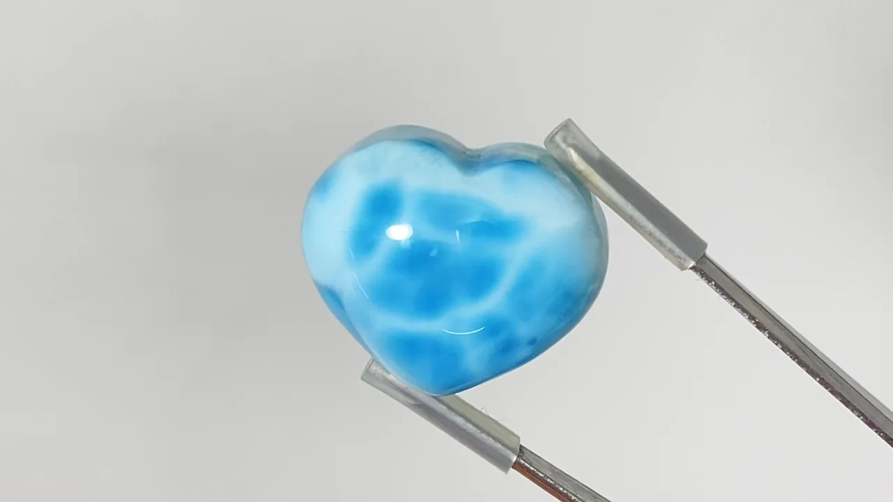 動画】【1点もの】高品質ラリマーAAA ハート 【片穴】 1個 NO.71
