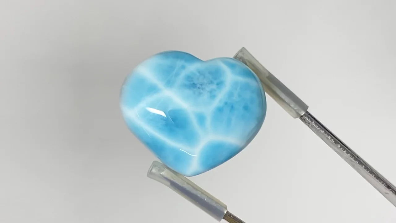 動画】【1点もの】高品質ラリマーAAA ハート 【片穴】 1個 NO.73