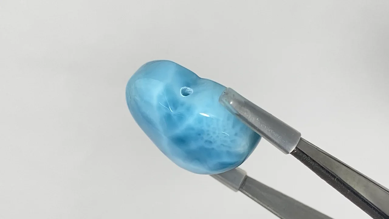 動画】【1点もの】高品質ラリマーAAA ハート 【片穴】 1個 NO.75