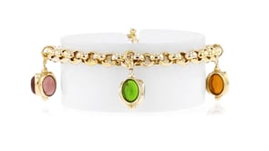 C. 1990 Vintage 6.30 ct. t.w. Multi-Gemstone Charm Bracelet in 14kt Yellow Gold
